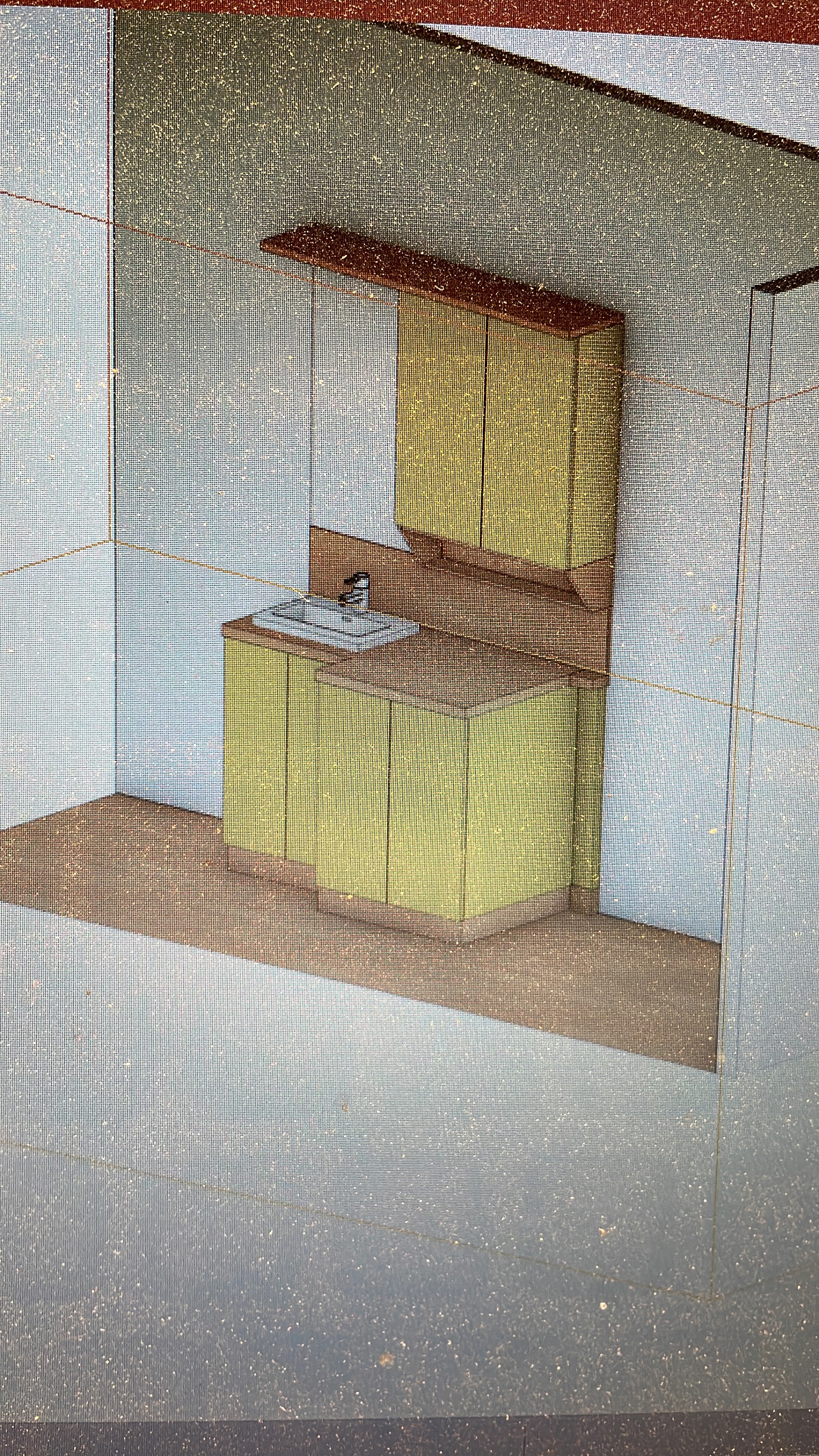 Rendering di un mobile bagno progettato su misura